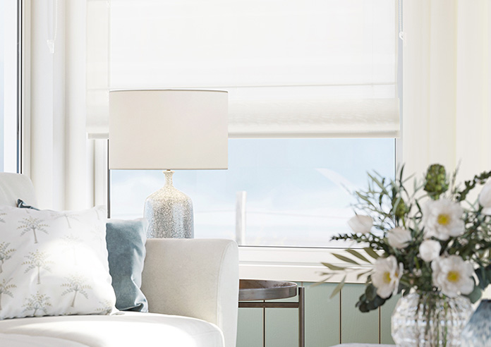 Casoria Voile, Classic White - Motorised Roman Blind - Image 5